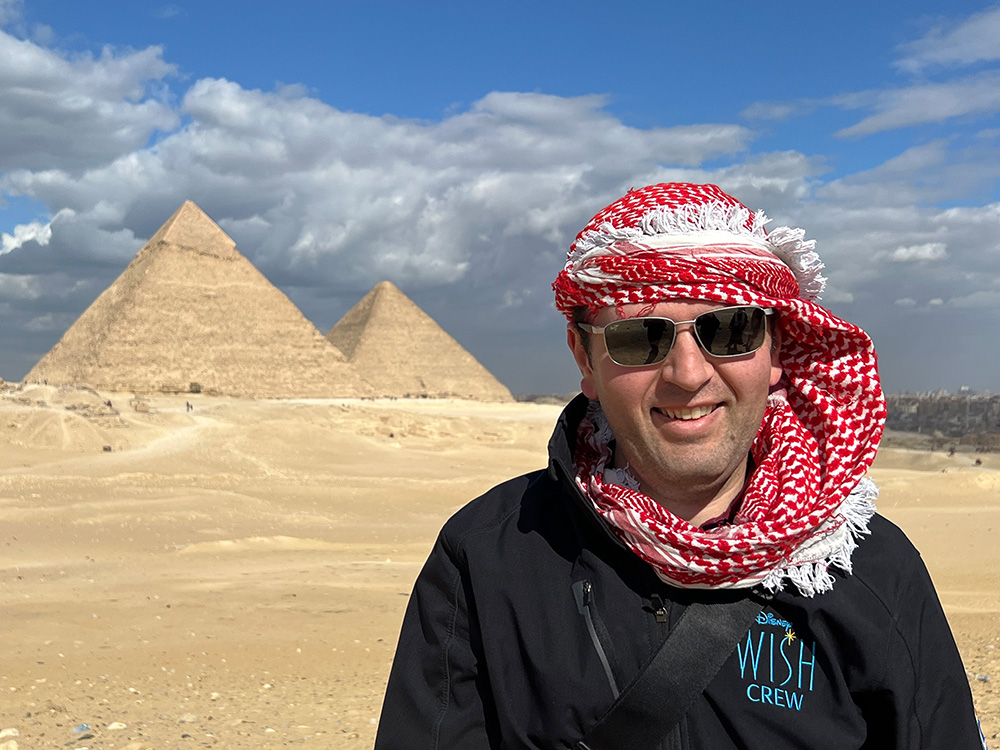 A photo of me in front of the Pyramids of Giza